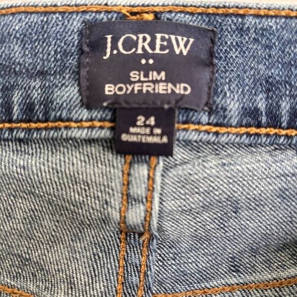 J Crew Slim Boyfriend Jeans Sz 24 Stretch Denim Distressed Medium Mid Rise 77388 - Picture 3 of 10